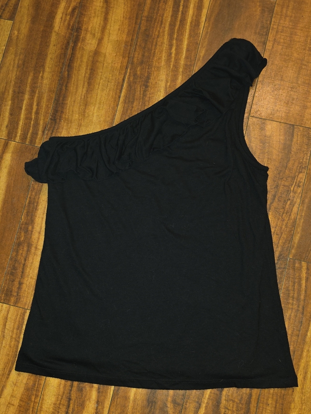 INC Black One-Shoulder Ruffle Women's Top